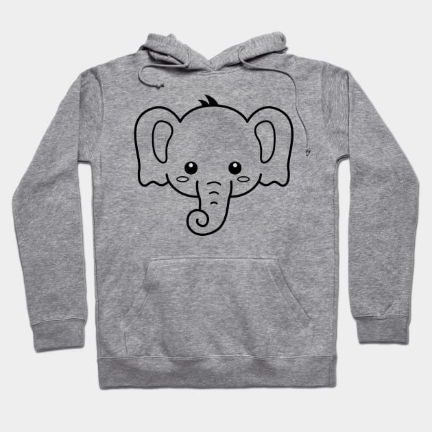 Elephant Head - Cute Illustration - Baby Elephants Hoodie by samshirts